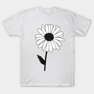 Black and White Daisy Flower T-Shirt